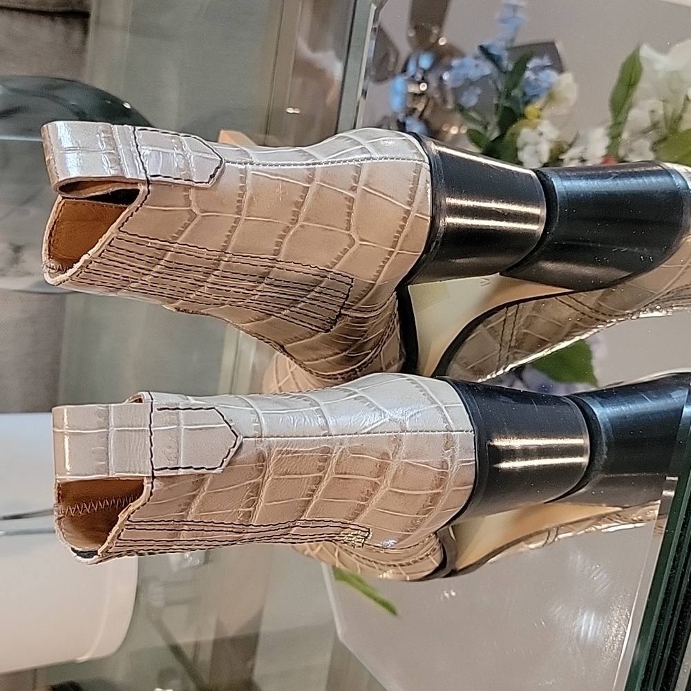 Ganni Croc Square Toe Ankle Boots | 38 - Picture 5 of 8